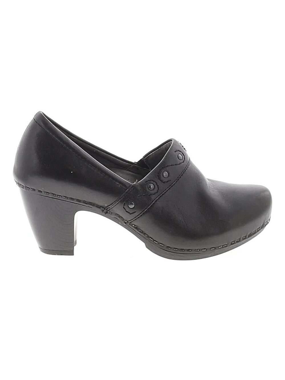 DANSKO Black Leather Platform Studded Detail Clog Heels 'Riki' EU 40 US 9.5-10